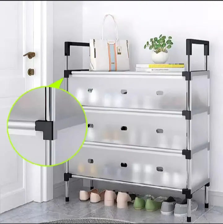 4 Layers Stainless Steel Dust Proof Shoe Rack