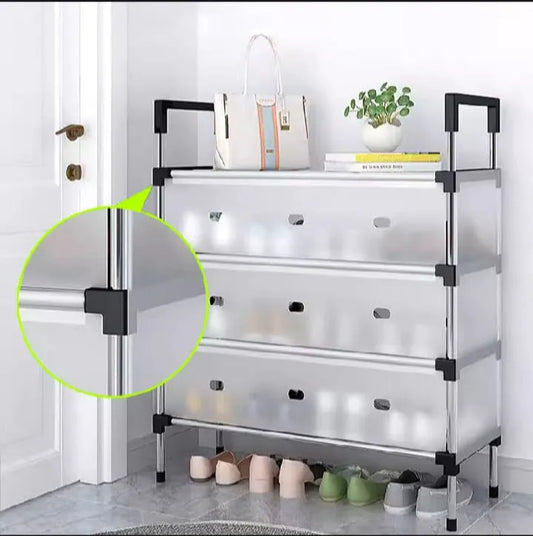 4 Layers Stainless Steel Dust Proof Shoe Rack
