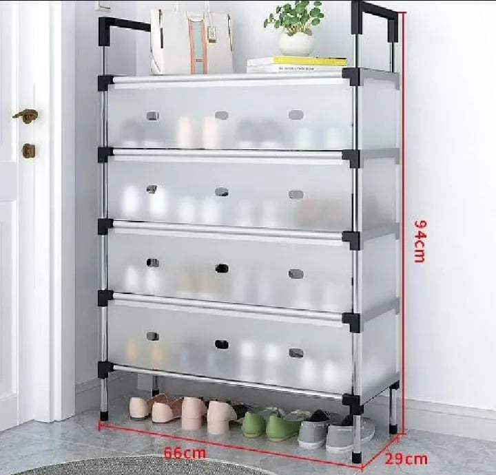 4 Layers Stainless Steel Dust Proof Shoe Rack