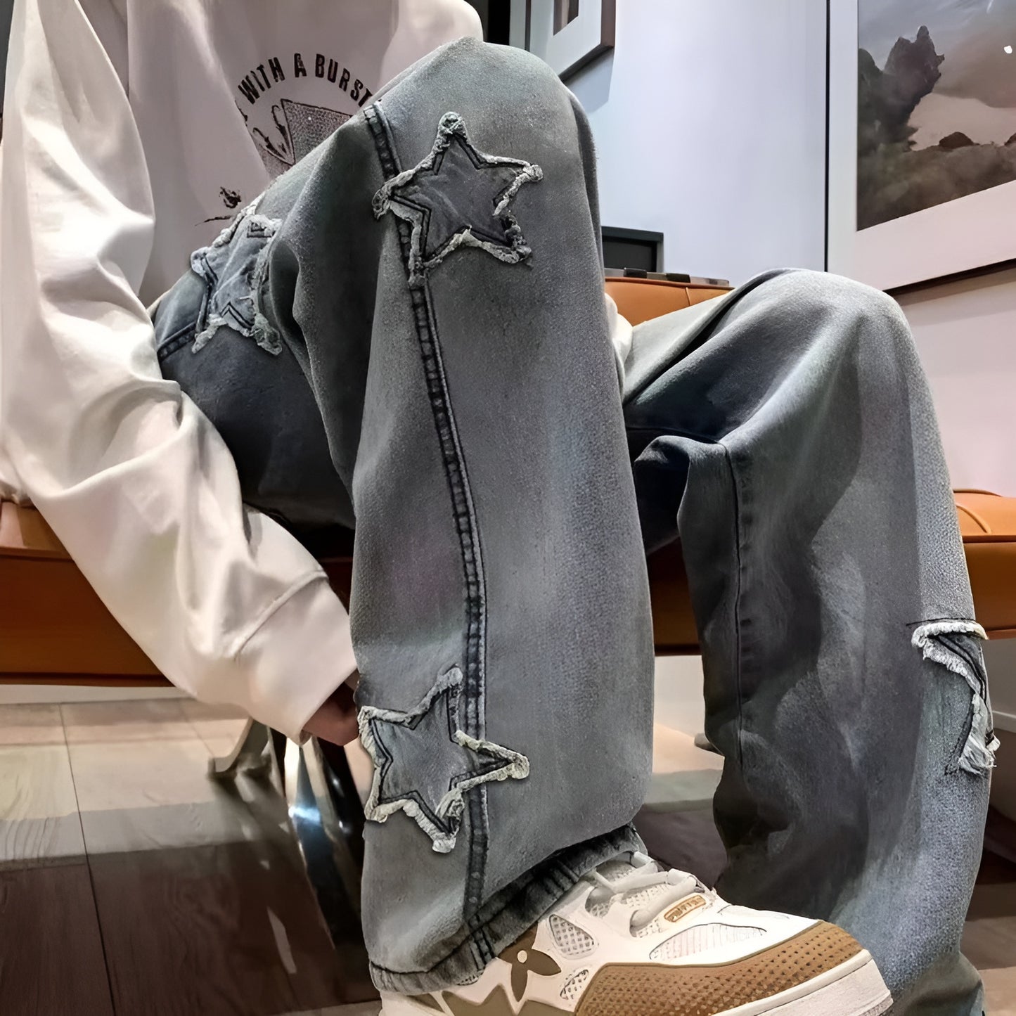 Stars Patchwork Men Jeans New Fashion