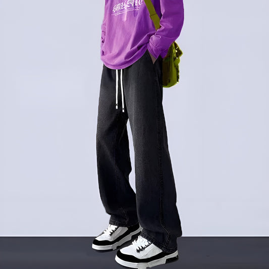 Korean Trendy Black Jeans Men