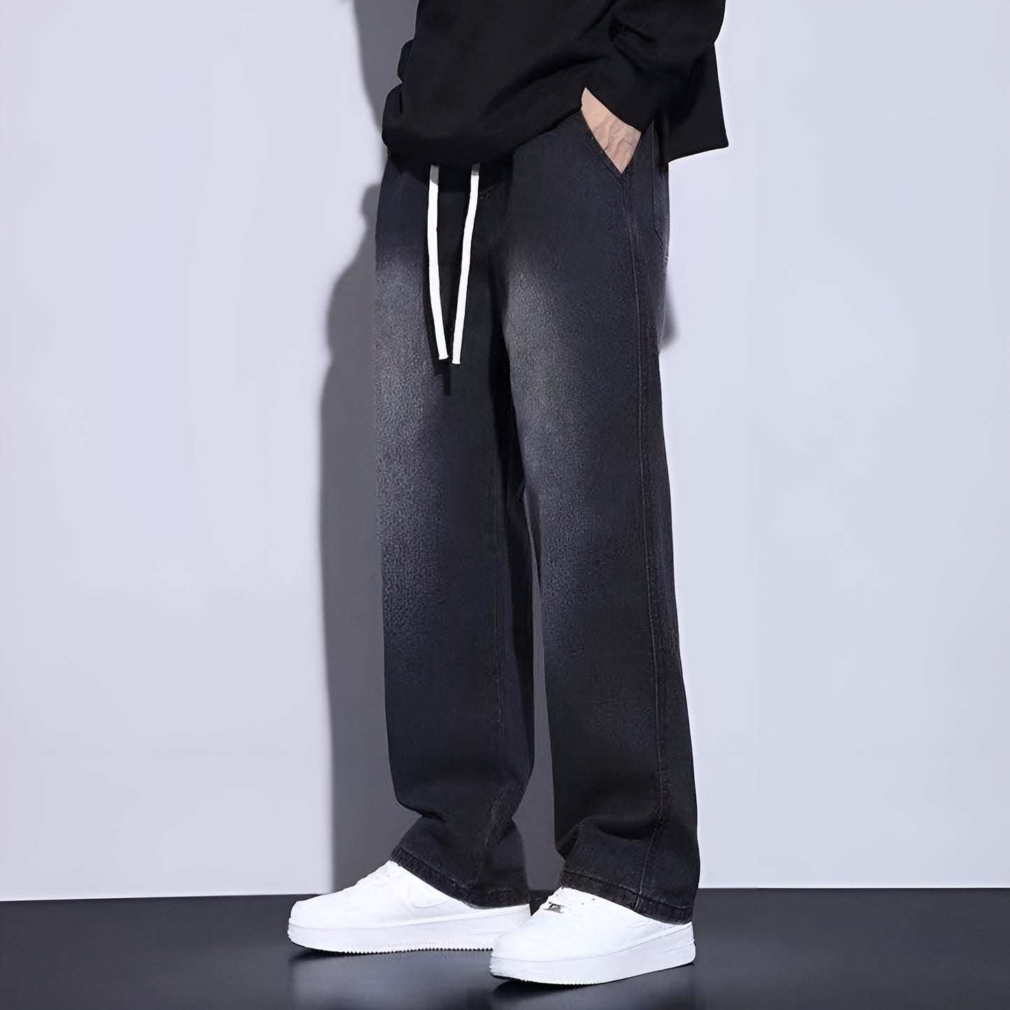 Korean Trendy Black Jeans Men